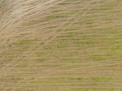 Overhead Aerial view of a flooded fields showcasing the impact of unusual heavy rainfall on rural landscapes during autumn