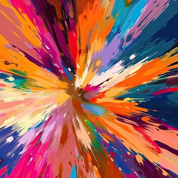 A swirl of bright colors collides in an energetic display, showcasing a dynamic explosion of abstract patterns and hues that inspire creativity.