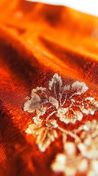 Luxurious silk curtain tied back, revealing rustic wooden door, creating contrast of textures and styles in warm, inviting ambiance