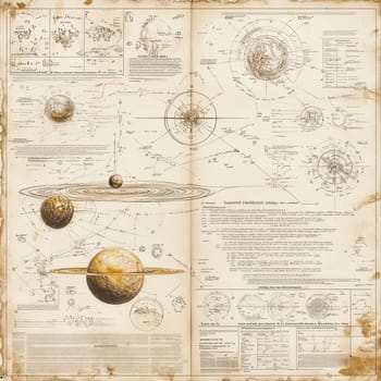 The artwork provides a comprehensive overview of celestial navigation, featuring diagrams of planets, star charts, and navigational techniques, showcasing historical astronomical knowledge.