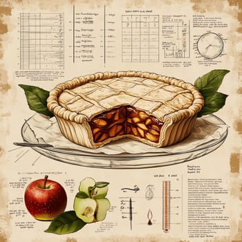 This infographic provides extensive details on making apple pie, including a breakdown of ingredients, baking instructions, and historical background on the dessert.