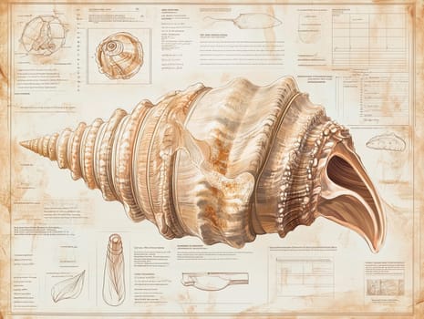 An informative infographic showcases various marine shell types, including their anatomical structure, classification, and characteristics. Ideal for educational purposes in marine biology.