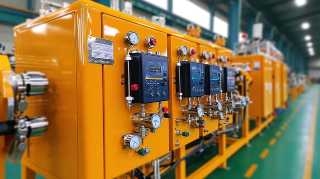 High tech machinery in clean fuel processing unit showcases advanced engineering.