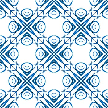Trendy organic green border. Blue flawless boho chic summer design. Organic tile. Textile ready bold print, swimwear fabric, wallpaper, wrapping.