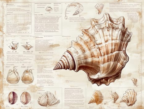 A comprehensive infographic illustrates various types of sea shells, showcasing detailed diagrams and descriptions that enhance understanding of their anatomy and classification.