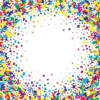 Scattered letters of latin alphabet. Colorful childish floating characters of English language. Foreign languages study concept. Back to school banner .