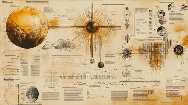 The infographic presents detailed information about various astronomical phenomena, showcasing planetary data, charts, and diagrams for educational purposes.