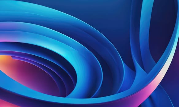 A close-up shot of abstract shapes in shades of blue and purple. The shapes are curved and layered, creating a sense of depth and movement.