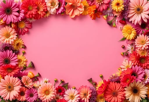 Colorful gerbera flowers arranged against a pink background, creating a vibrant and cheerful display. Perfect for floral-themed projects and decorative designs