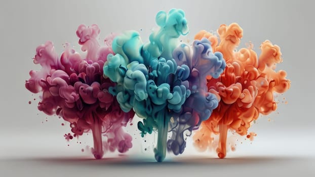 Vibrant and Colorful Abstract Ink Patterns Illustrating Dynamic Movement in Water Composition.
