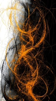 Dive into the captivating world of this abstract design, with chaotic swirling lines of orange and black creating a powerful and energetic background full of vibrancy and dynamism