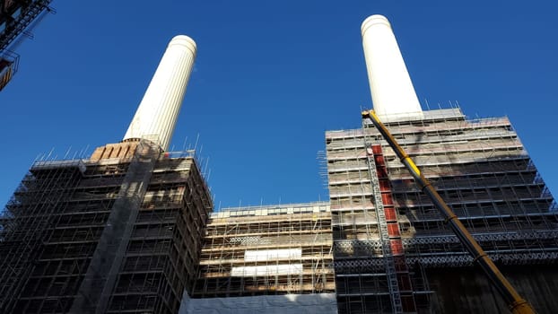 Battersea Power Station view from the inside of the construction site, London UK