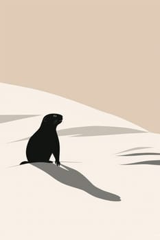 A minimalist groundhog day card features a simple groundhog silhouette and a prominent shadow on a snowy hill. the design incorporates clean lines and neutral colors, leaving space for personalized text or greetings.