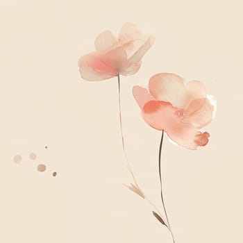 Two gentle blooms stand gracefully against a soft background, highlighting the tranquility and elegance of nature in muted pastel hues.