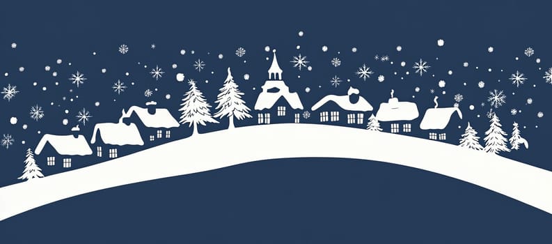 Winter snowy town at night. High quality photo
