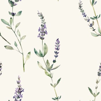Lavender sprigs in varying heights and shades of purple are artistically arranged against a soft, light background, creating a serene and botanical atmosphere.