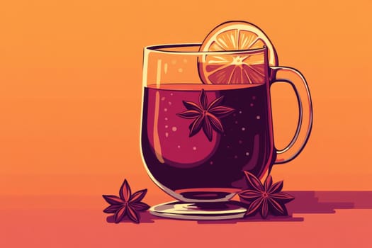 Mug with hot mulled wine. Image in warm tones. High quality photo