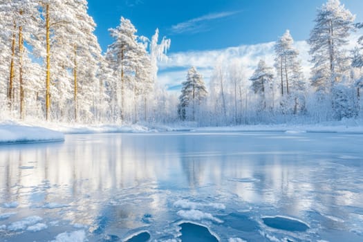 Mountain lake in early spring, thaw, drifting ice. High quality photo