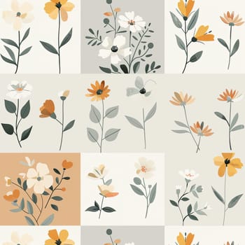 A delightful arrangement of flowers in various shapes and hues showcases nature's beauty, offering a vibrant touch suitable for textiles or printed materials.