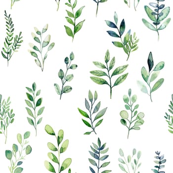 A collection of hand-painted green leaves showcases different shapes and sizes against a clean white background, highlighting the beauty of nature.