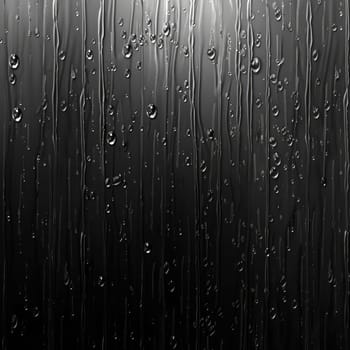 Water droplets cling to a dark surface, trickling down in elegant patterns, evoking a sense of calm and reflection in a quiet setting.