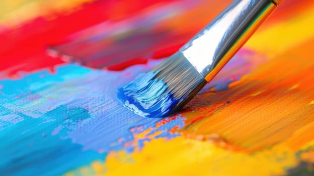 A paintbrush applies vivid strokes to a colorful canvas, forming a graph that symbolizes innovative approaches to business success. the photorealistic scene unfolds in a brightly lit, modern office environment.