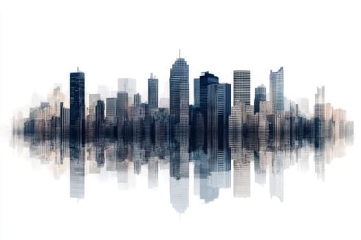 panorama view of buildings in the city urban area isolated white background. High quality illustration