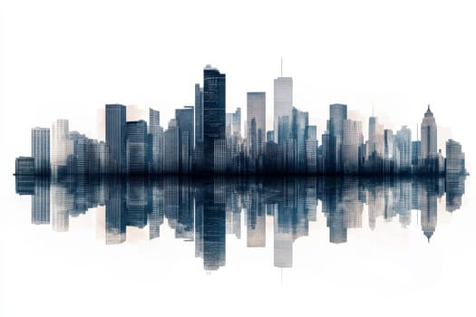panorama view of buildings in the city urban area isolated white background. High quality illustration