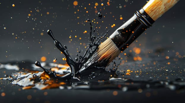 Paintbrush transforming into a fountain pen on a canvas symbolizes the intersection of creativity and professionalism. the mix of vibrant colors and sharp, photorealistic details highlights innovation in the business world.