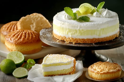 food advertising photograph of grouped belizean key lime pie, milk cake, creole bun, creole bread, mini cheese cake --ar 3:2 --v 6.1 Job ID: 0f3aaee1-98da-47d0-b284-f424aa31d9b9