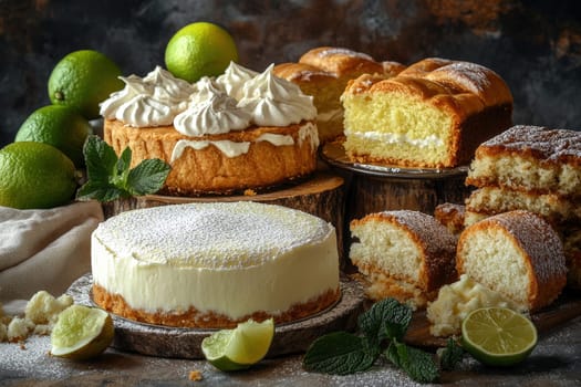 grouped Belizean key lime pie, milk cake, creole bun, creole bread.