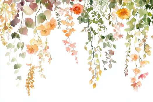 Flowers painted with watercolors on a white background. High quality photo