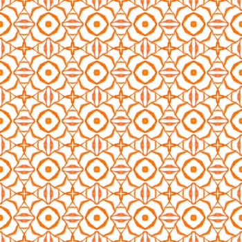 Hand painted tiled watercolor border. Orange fascinating boho chic summer design. Textile ready fetching print, swimwear fabric, wallpaper, wrapping. Tiled watercolor background.