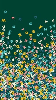 Concept of school background. Colorful childish falling letters of English language. Foreign languages study concept. Back to school banner .