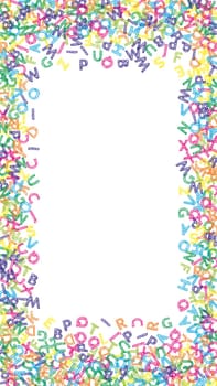 School notebook cover. Colorful childish floating letters of Latin alphabet. Foreign languages study concept. Back to school banner .