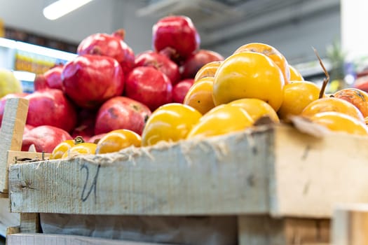 food raw organic vegetarian health market harvest persimmon green fruit juicy vegetable fresh