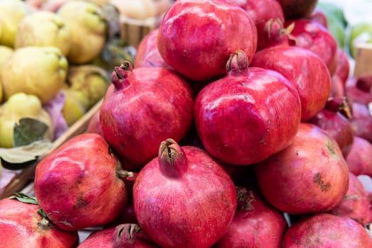 market vegetarian closeup juicy ripe food fruit pomegranate background organic fresh red healthy