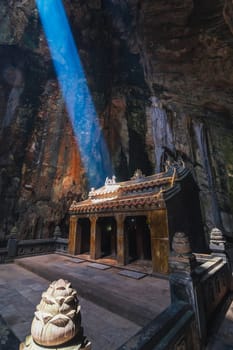 Asian Buddhist temple inside the Huyen Khong Cave in the Marble Mountains in Da Nang in Vietnam in Asia