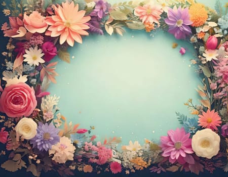 Breathtaking Beauty of Spring. Special Occasion Floral Template. Pastel Colors and Blank Space Floral Frame. Perfect Design for Invitations, Special Occasions and Celebrations. A delicate floral frame designed in soft pastel tones provides the perfect backdrop for invitations, cards, announcements or congratulatory messages. Featuring vibrantly colored flowers, this elegant yet simple design includes a large blank space in the center for adding text. Perfect for special occasions, wedding invitations, birthday cards or social media sharing.
