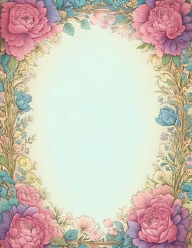 Breathtaking Beauty of Spring. Special Occasion Floral Template. Pastel Colors and Blank Space Floral Frame. Perfect Design for Invitations, Special Occasions and Celebrations. A delicate floral frame designed in soft pastel tones provides the perfect backdrop for invitations, cards, announcements or congratulatory messages. Featuring vibrantly colored flowers, this elegant yet simple design includes a large blank space in the center for adding text. Perfect for special occasions, wedding invitations, birthday cards or social media sharing.