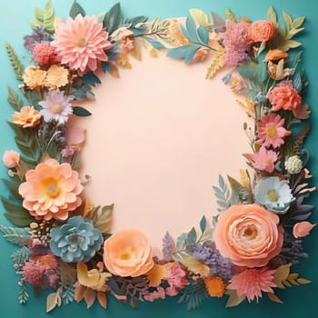 Breathtaking Beauty of Spring. Special Occasion Floral Template. Pastel Colors and Blank Space Floral Frame. Perfect Design for Invitations, Special Occasions and Celebrations. A delicate floral frame designed in soft pastel tones provides the perfect backdrop for invitations, cards, announcements or congratulatory messages. Featuring vibrantly colored flowers, this elegant yet simple design includes a large blank space in the center for adding text. Perfect for special occasions, wedding invitations, birthday cards or social media sharing.