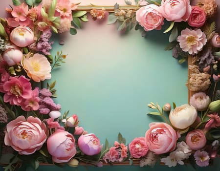 Breathtaking Beauty of Spring. Special Occasion Floral Template. Pastel Colors and Blank Space Floral Frame. Perfect Design for Invitations, Special Occasions and Celebrations. A delicate floral frame designed in soft pastel tones provides the perfect backdrop for invitations, cards, announcements or congratulatory messages. Featuring vibrantly colored flowers, this elegant yet simple design includes a large blank space in the center for adding text. Perfect for special occasions, wedding invitations, birthday cards or social media sharing.