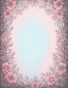 Breathtaking Beauty of Spring. Special Occasion Floral Template. Pastel Colors and Blank Space Floral Frame. Perfect Design for Invitations, Special Occasions and Celebrations. A delicate floral frame designed in soft pastel tones provides the perfect backdrop for invitations, cards, announcements or congratulatory messages. Featuring vibrantly colored flowers, this elegant yet simple design includes a large blank space in the center for adding text. Perfect for special occasions, wedding invitations, birthday cards or social media sharing.