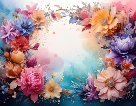 Breathtaking Beauty of Spring. Special Occasion Floral Template. Pastel Colors and Blank Space Floral Frame. Perfect Design for Invitations, Special Occasions and Celebrations. A delicate floral frame designed in soft pastel tones provides the perfect backdrop for invitations, cards, announcements or congratulatory messages. Featuring vibrantly colored flowers, this elegant yet simple design includes a large blank space in the center for adding text. Perfect for special occasions, wedding invitations, birthday cards or social media sharing.