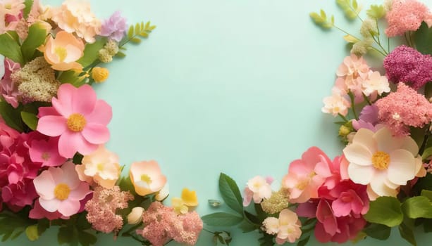 Breathtaking Beauty of Spring. Special Occasion Floral Template. Pastel Colors and Blank Space Floral Frame. Perfect Design for Invitations, Special Occasions and Celebrations. A delicate floral frame designed in soft pastel tones provides the perfect backdrop for invitations, cards, announcements or congratulatory messages. Featuring vibrantly colored flowers, this elegant yet simple design includes a large blank space in the center for adding text. Perfect for special occasions, wedding invitations, birthday cards or social media sharing.