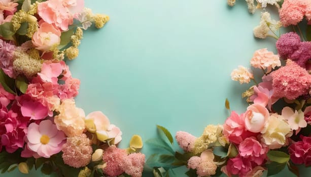 Breathtaking Beauty of Spring. Special Occasion Floral Template. Pastel Colors and Blank Space Floral Frame. Perfect Design for Invitations, Special Occasions and Celebrations. A delicate floral frame designed in soft pastel tones provides the perfect backdrop for invitations, cards, announcements or congratulatory messages. Featuring vibrantly colored flowers, this elegant yet simple design includes a large blank space in the center for adding text. Perfect for special occasions, wedding invitations, birthday cards or social media sharing.