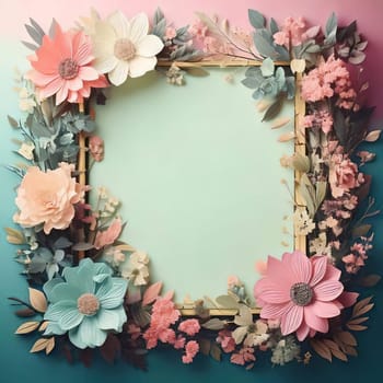 Breathtaking Beauty of Spring. Special Occasion Floral Template. Pastel Colors and Blank Space Floral Frame. Perfect Design for Invitations, Special Occasions and Celebrations. A delicate floral frame designed in soft pastel tones provides the perfect backdrop for invitations, cards, announcements or congratulatory messages. Featuring vibrantly colored flowers, this elegant yet simple design includes a large blank space in the center for adding text. Perfect for special occasions, wedding invitations, birthday cards or social media sharing.