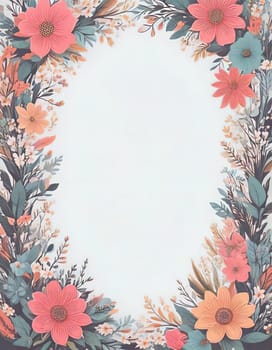 Breathtaking Beauty of Spring. Special Occasion Floral Template. Pastel Colors and Blank Space Floral Frame. Perfect Design for Invitations, Special Occasions and Celebrations. A delicate floral frame designed in soft pastel tones provides the perfect backdrop for invitations, cards, announcements or congratulatory messages. Featuring vibrantly colored flowers, this elegant yet simple design includes a large blank space in the center for adding text. Perfect for special occasions, wedding invitations, birthday cards or social media sharing.