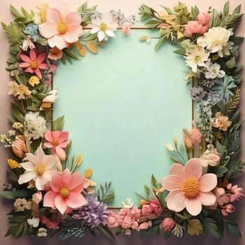 Breathtaking Beauty of Spring. Special Occasion Floral Template. Pastel Colors and Blank Space Floral Frame. Perfect Design for Invitations, Special Occasions and Celebrations. A delicate floral frame designed in soft pastel tones provides the perfect backdrop for invitations, cards, announcements or congratulatory messages. Featuring vibrantly colored flowers, this elegant yet simple design includes a large blank space in the center for adding text. Perfect for special occasions, wedding invitations, birthday cards or social media sharing.