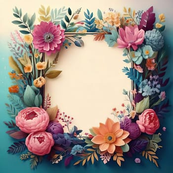Breathtaking Beauty of Spring. Special Occasion Floral Template. Pastel Colors and Blank Space Floral Frame. Perfect Design for Invitations, Special Occasions and Celebrations. A delicate floral frame designed in soft pastel tones provides the perfect backdrop for invitations, cards, announcements or congratulatory messages. Featuring vibrantly colored flowers, this elegant yet simple design includes a large blank space in the center for adding text. Perfect for special occasions, wedding invitations, birthday cards or social media sharing.